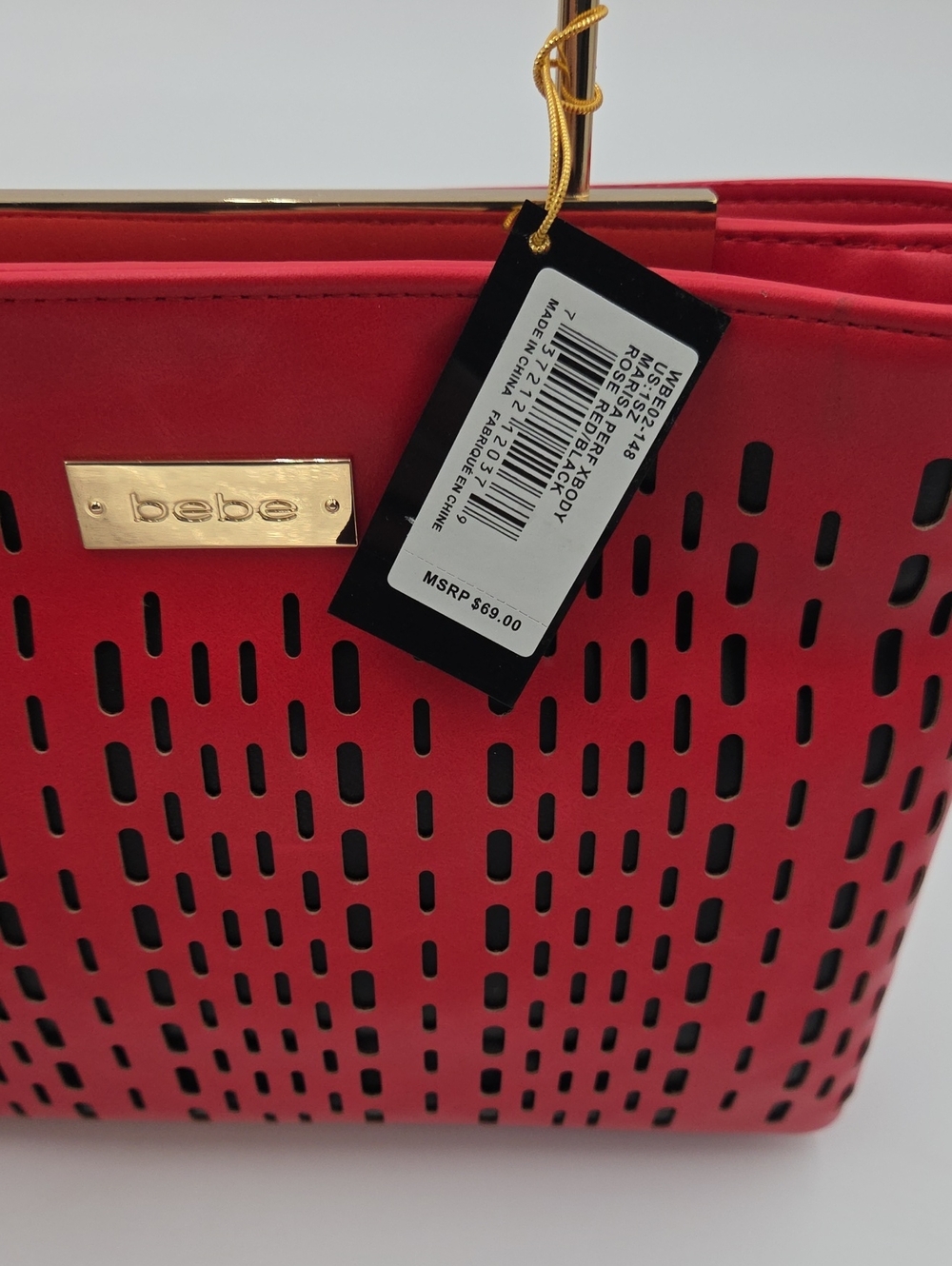 Bebe Red/Black Handle Bag - Picture 3 of 3